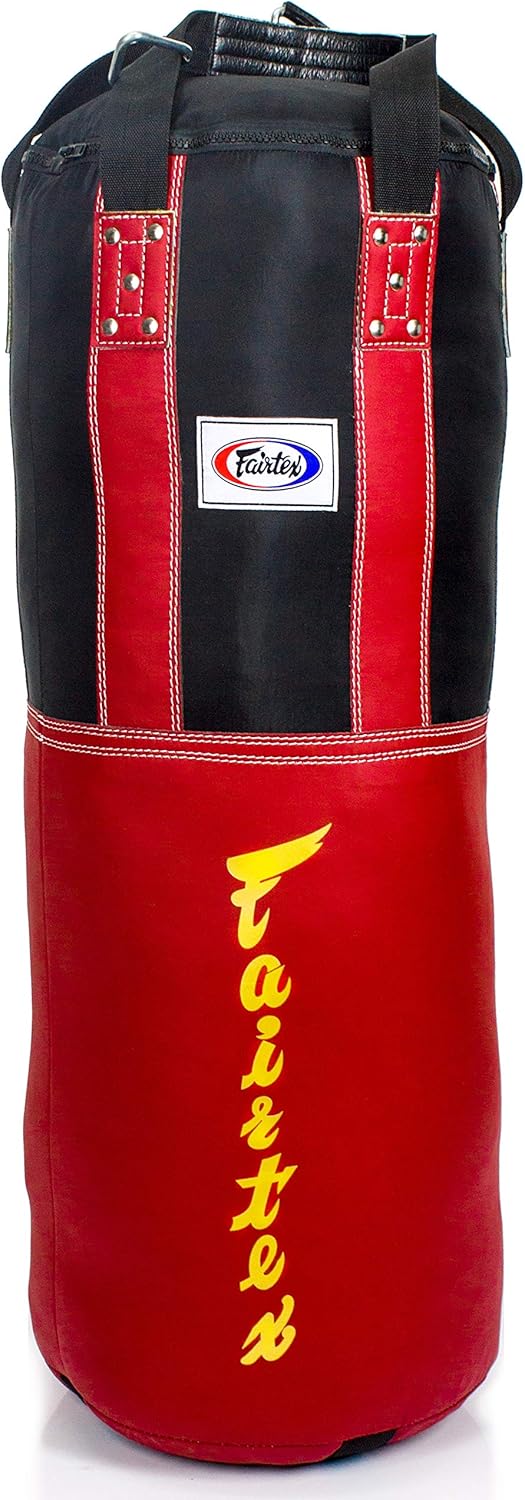Fairtex HB3 Extra Large Heavy Bag Punching Bag for Muay Thai, Boxing, Kickboxing, MMA (Black/Red Unfilled)- 15.7" W x 39.3" H