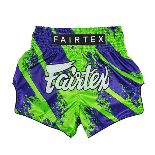 Fairtex BS1928 Green/Blue New Muay Thai Boxing Shorts Slim Cut