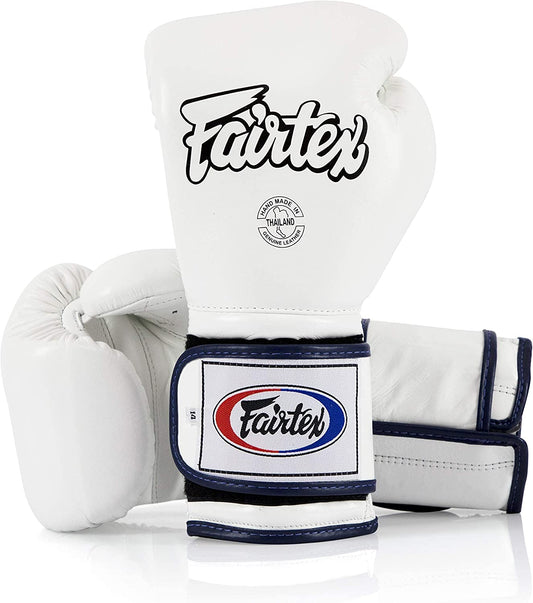 Fairtex BGV9 Mexican Style White Blue Muay Thai Boxing Glove - Heavy Hitter